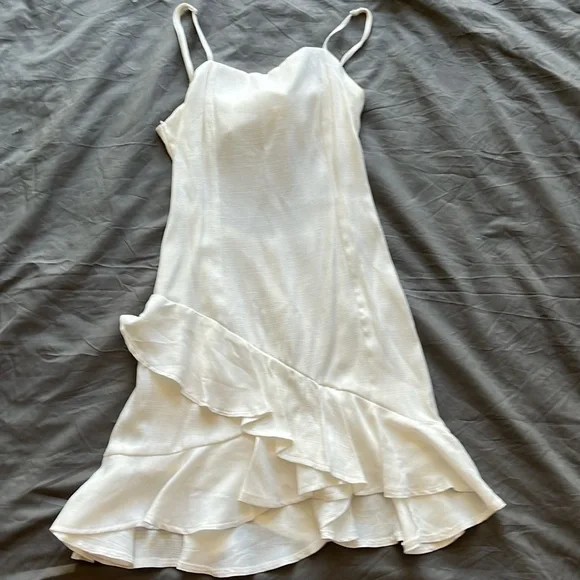 #7 BLUE RAIN White Ruffled Mini Dress Size S - Picture 3 of 8